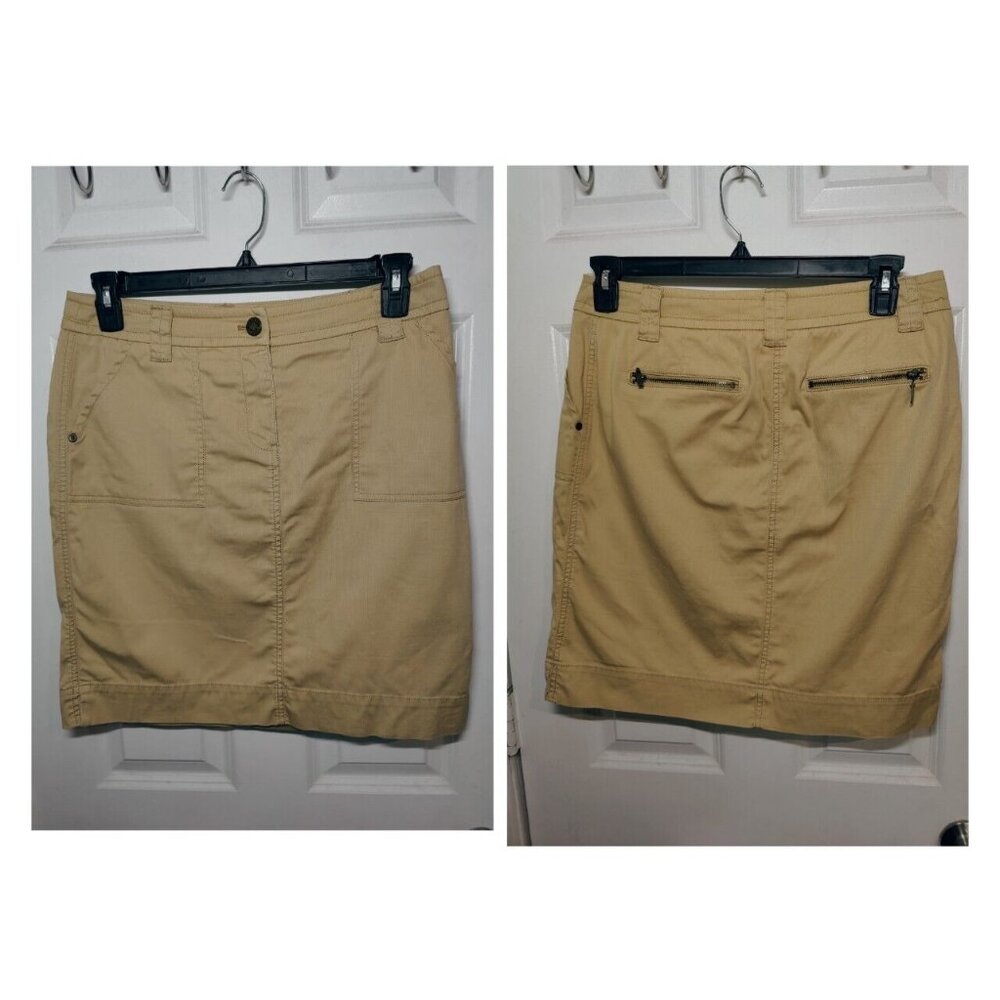 Jones New York Sports Camel Beige Above-Knee Casual Skirt W Zip Pockets‎ 10